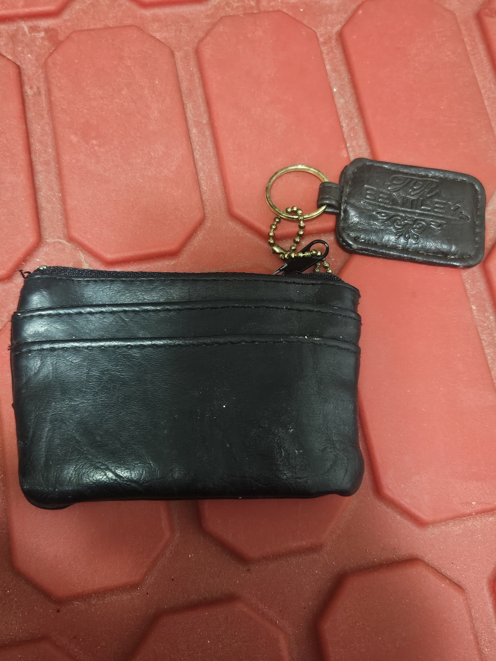 Vintage Bentley Black Leather Zip Coin Case.